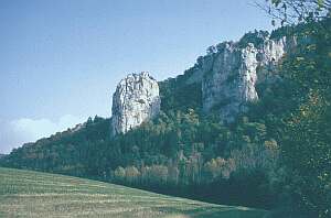 Felsen bei Kloster Beuron (alte Kodachromaufnahme)