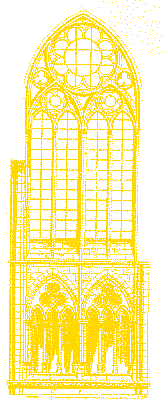 Amiens, Kathedrale, Mittelschiff-Detail;
Klick: Bild 97kB: Schwarzweißzeichnung Mittelschiff