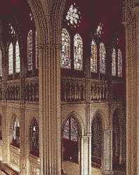 Klick: Bild 355kB: Chartres, Kathedrale, S&uuml;dwand des Chores und s&uuml;dliches Querhaus