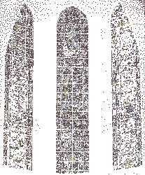 Klick: Bild 245kB: Chartres, Kathedrale, Glasfenster des Chorhauptes