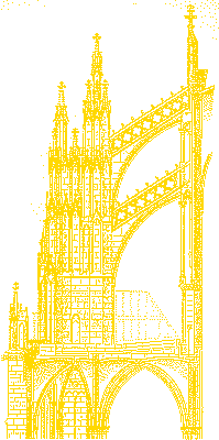 Köln, Dom, Obergaden und Strebewerk;
Klick: Bild 354kB: Köln, Detail aus dem Dreikönigenschrein