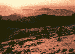 Klick: Bild 299kB: Abendliche Herbstschau zum Belchen