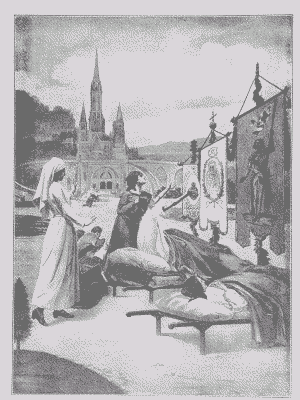 Klick: Bild 211kB: Wunder der Heilung von Mlle. T. Belin in Lourdes!