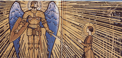 Klick: Bild 520kB: Hl. Michael, Kirchenfenster