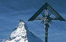 Alpen, Schweiz, Wallis, Zermatt, Kreuz mit Matterhorn;
klick: Bild 213kB