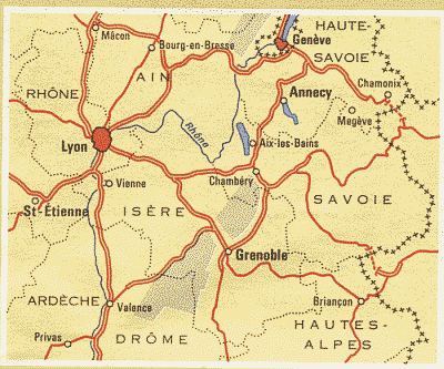 Übersichtskarte Frankreich Alpen Nord