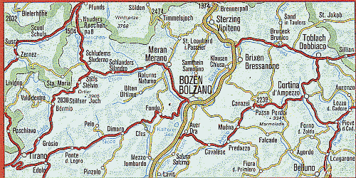 Übersichtskarte Südtirol-Dolomiten