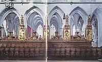 Klick: Chorgestühl (Feuchtmayer, Dirr, Wieland ab 1766) vor gotischer Kulisse
120kB